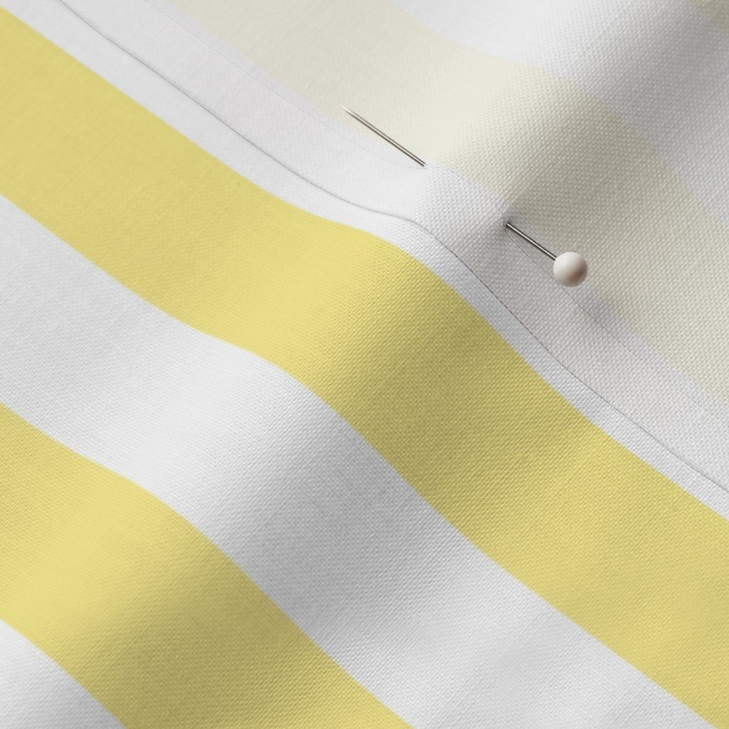 Buttermilk Yellow and White Wide Stripes Fabric butter yellow fabric
