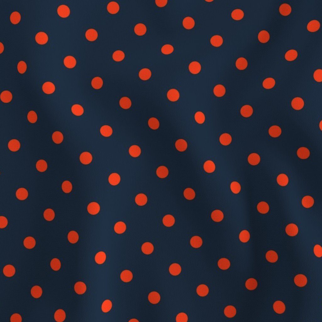 Navy and Orange Polka Dots Fabric navy and orange dots fabric