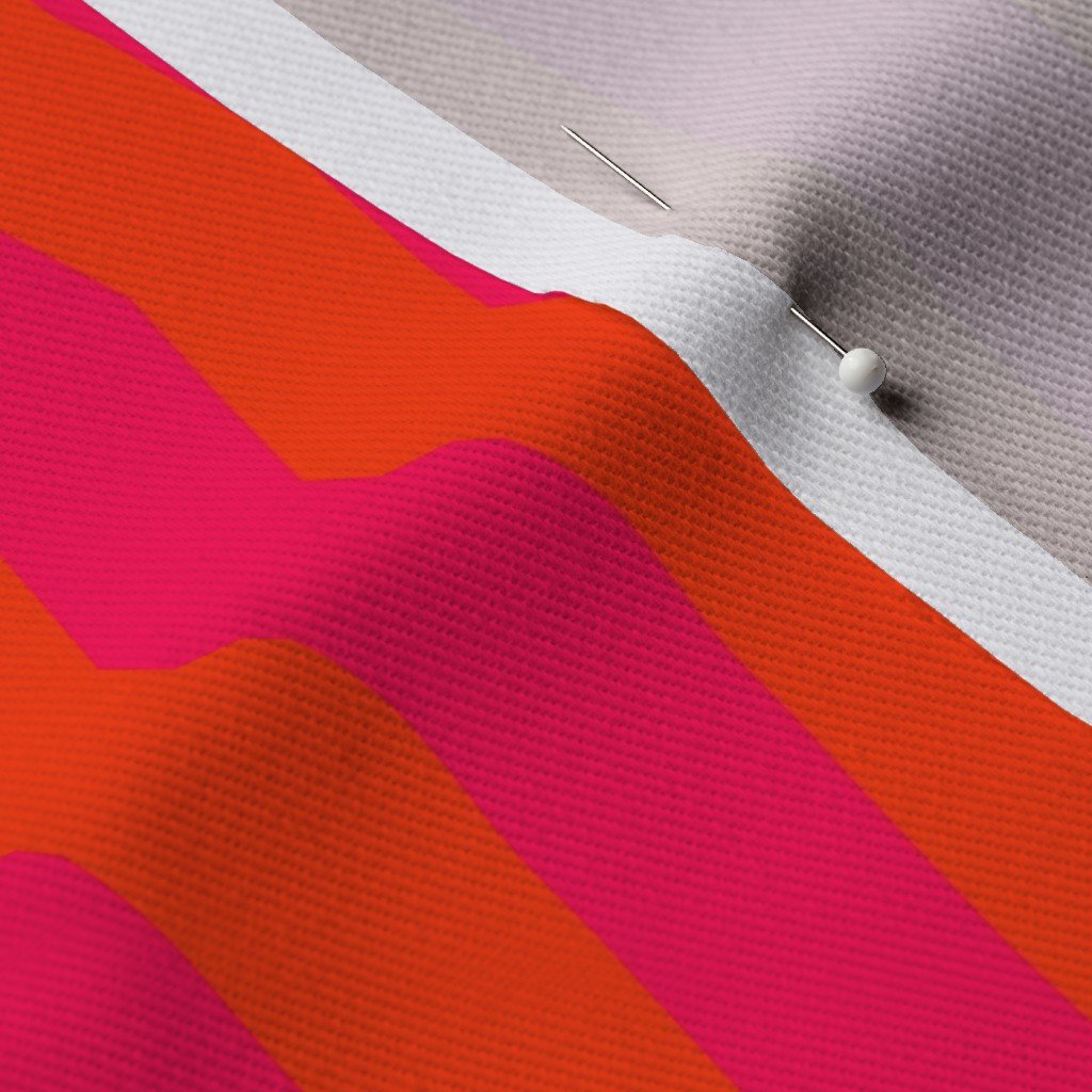 Neon Orange and Pink Vertical Stripes Fabric neon orange fabric