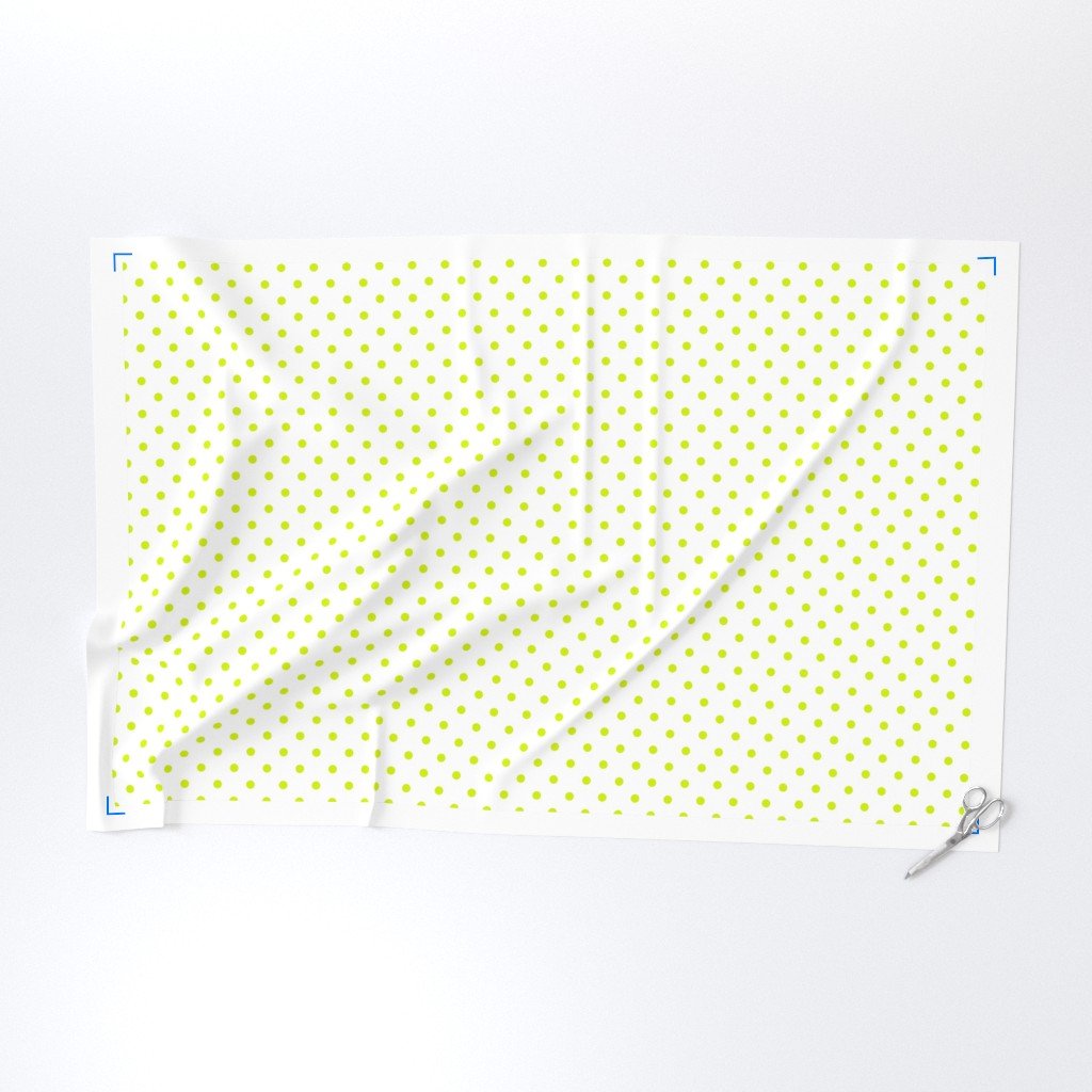 Lime Punch Polkadots on White Fabric lime polka dot fabric