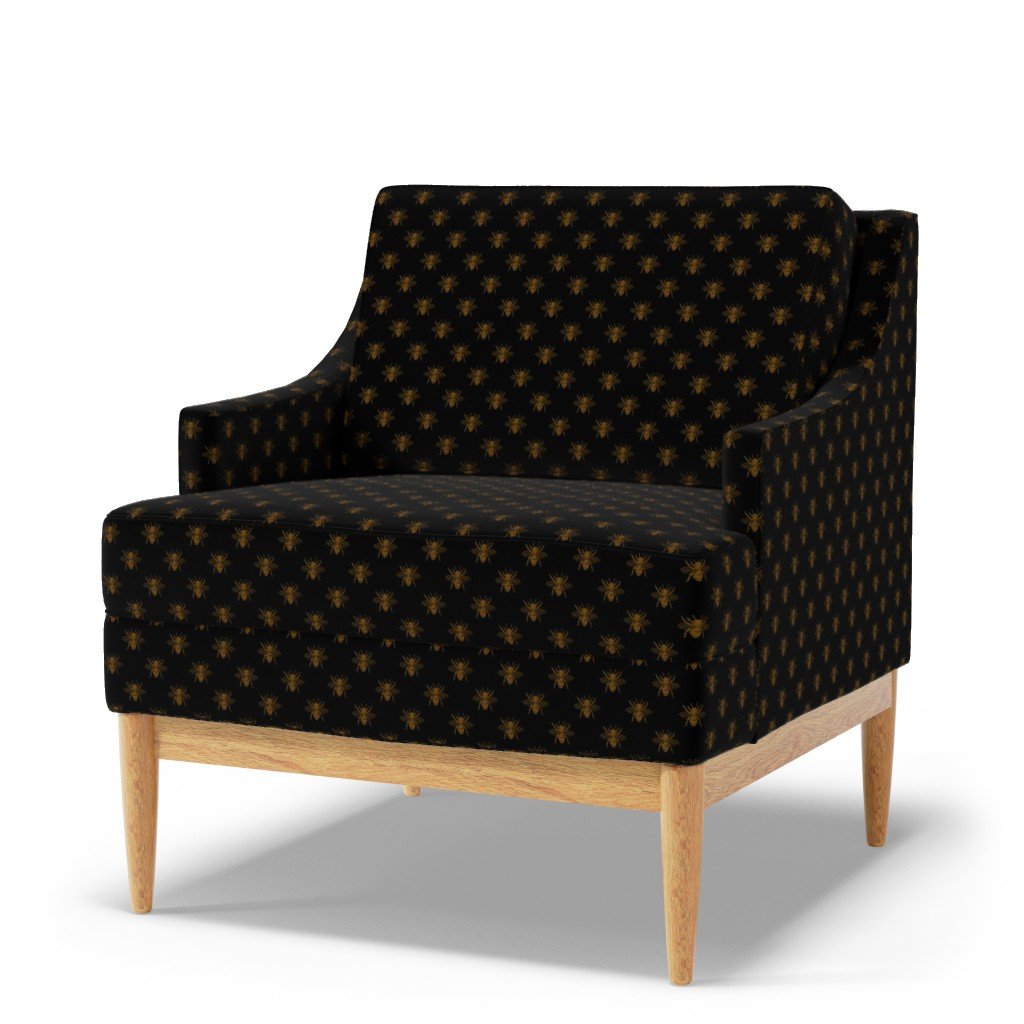 Royal Gold Queen Bees on Black Fabric gold and black fabric