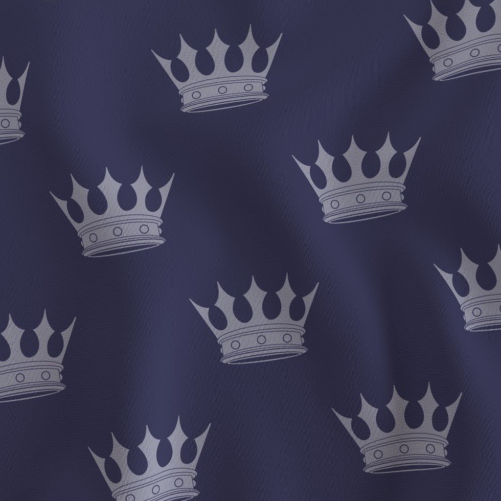 Royal Blue on Blue Crowns Fabric monarch crown fabric