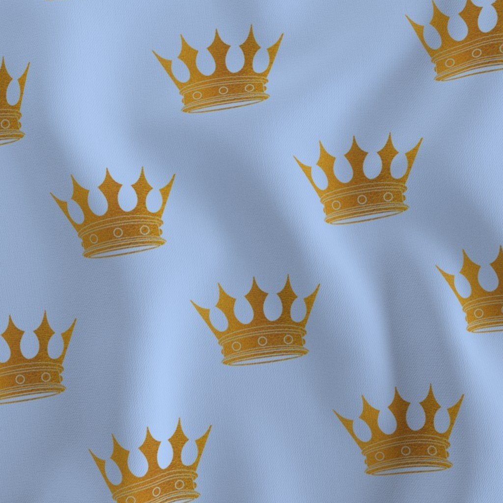 Louis Blue Crown Prince Gold Crowns on Blue Fabric blue and gold fabric
