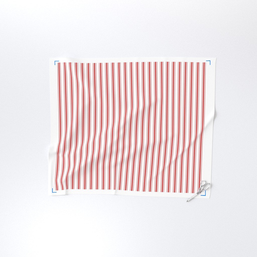 Mattress Ticking Narrow Striped Pattern in Red and White Fabric mattress stripes fabric