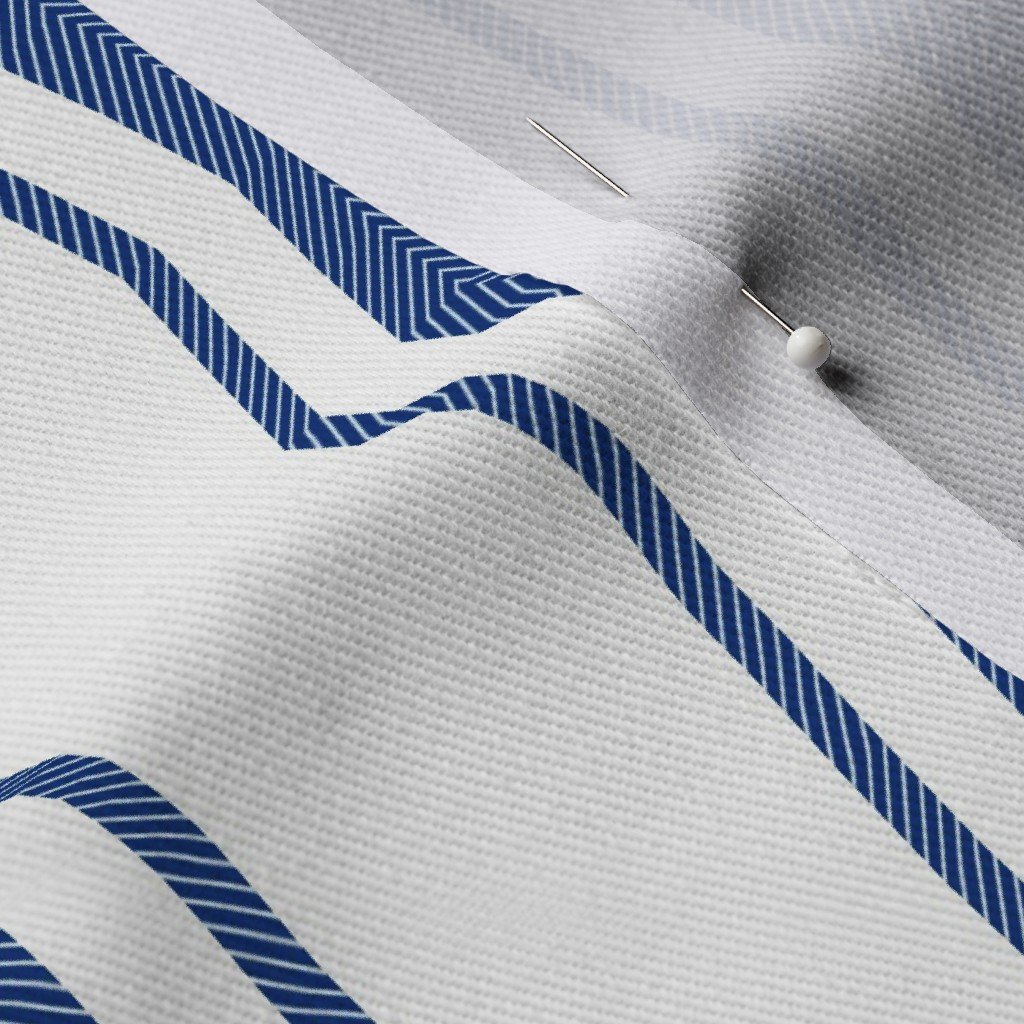 Mattress Ticking Wide Striped Pattern in Dark Blue and White Fabric blue and white fabric
