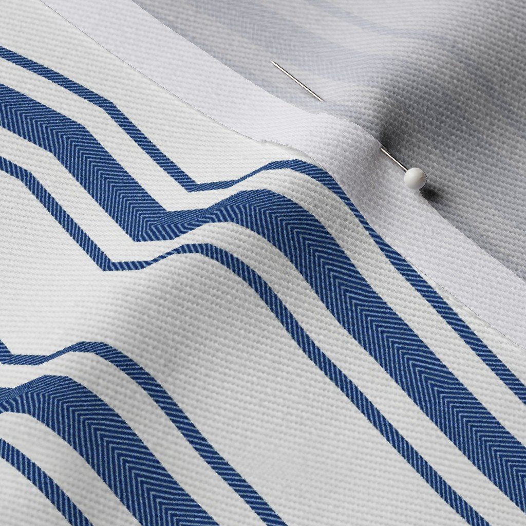 Mattress Ticking Narrow Striped Pattern in Dark Blue and White Fabric blue stripe fabric