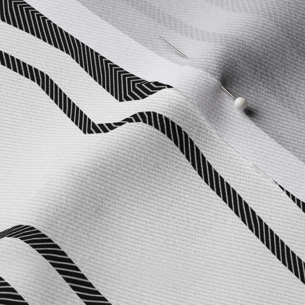 Mattress Ticking Wide Striped Pattern in Dark Black and White Fabric black and white fabric