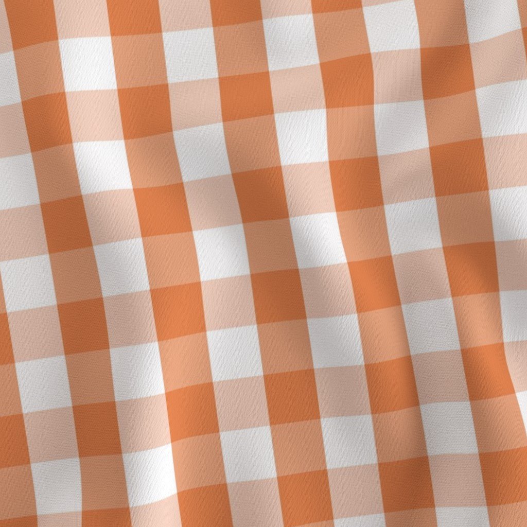 Nasturtium Orange Gingham Check Plaid Fabric checked plaid fabric