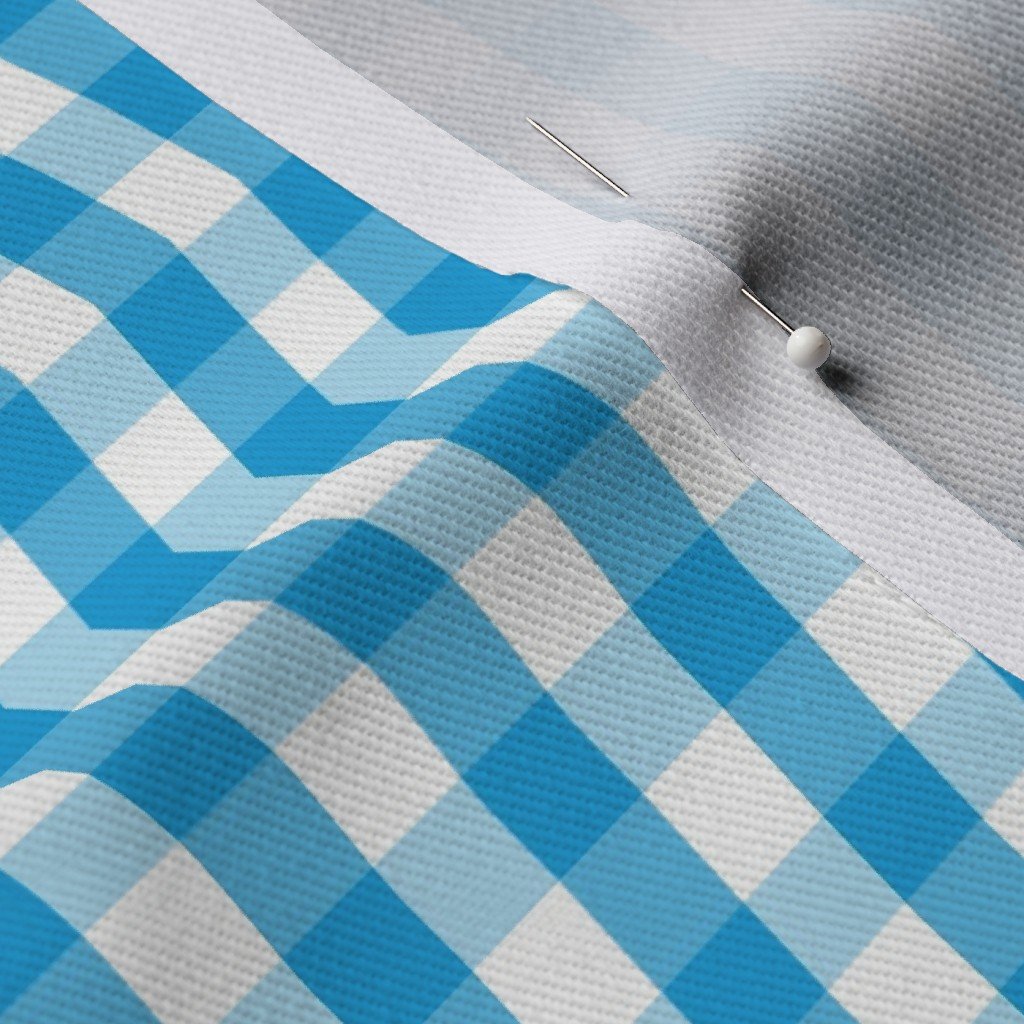 Oktoberfest Bavarian Blue and White Small Gingham Check Fabric beer houses fabric
