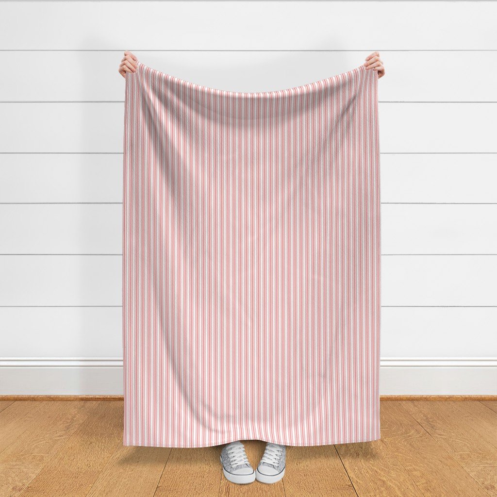 Trendy Large Coral Rose Pastel Coral French Mattress Ticking Double Fabric coral and white fabric
