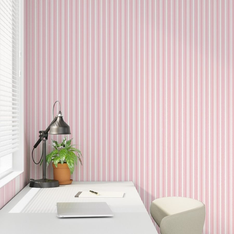 Classic Small Pink Petal French Mattress Ticking Double Stripes Wallpaper petal ticking wallpaper