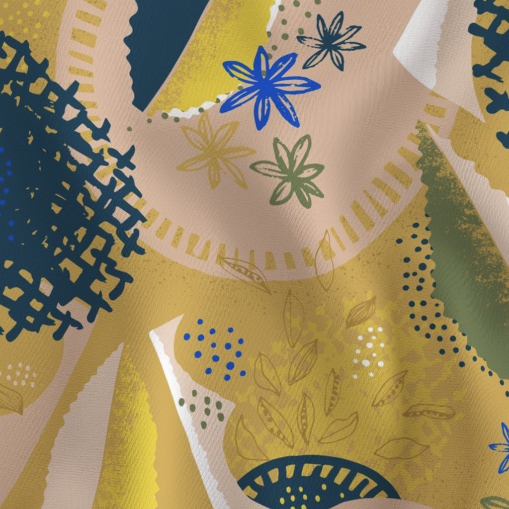 Large Blue Cornflower Abstract Seamless Repeat Pattern Fabric abstract print fabric