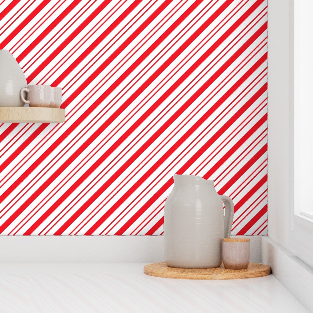 Red Diagonal Christmas Candy Stripes Decor Collection Interior Collection candy cane stripes wallpaper