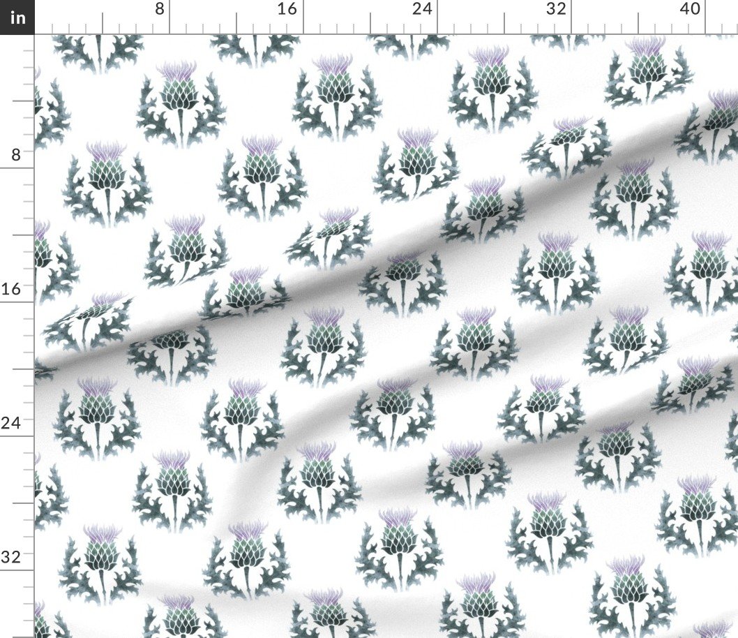 Large Watercolor Scottish Thistle Flower of Scotland Design Collection Decor Collection highland thistle fabric