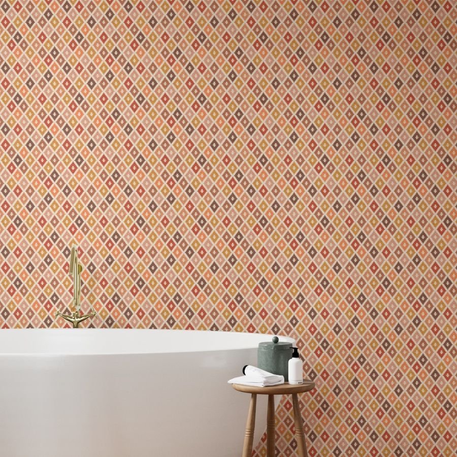 Hotel Cala Sol Sun Bleached Vintage Diamond Textile Wallpaper coastal wallpaper
