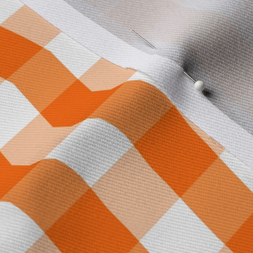 Small Pumpkin Orange and White Gingham Check Pattern Fabric pumpkin orange check fabric