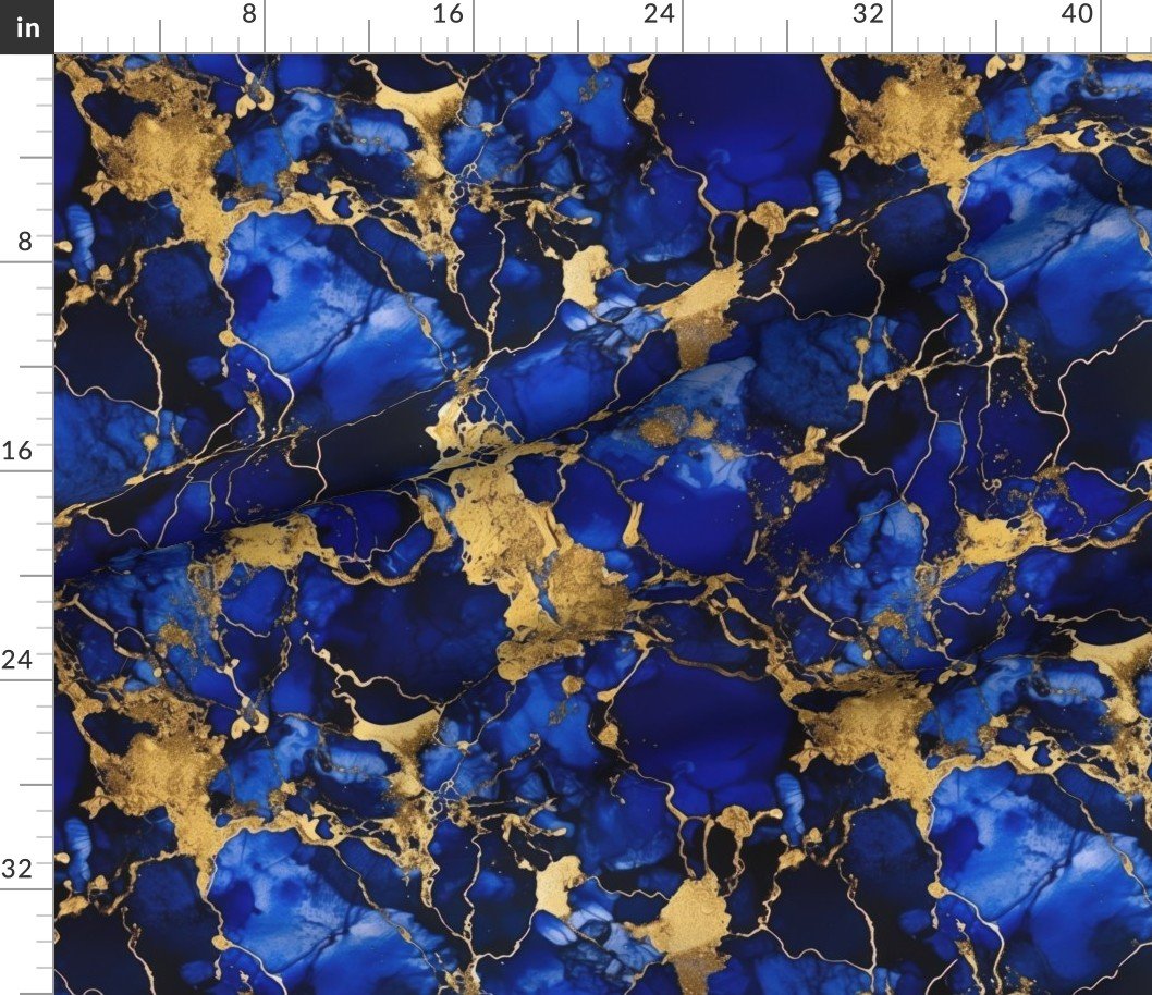 Cobalt Blue and Gold Alcohol Ink 3 Decor Collection Home Decor Collection cobalt ink fabric