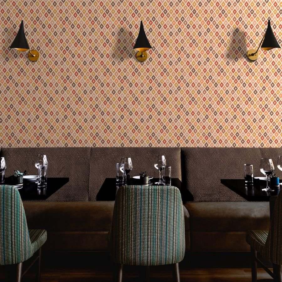 Hotel Cala Sol Sun Bleached Vintage Diamond Textile Wallpaper diamonds wallpaper