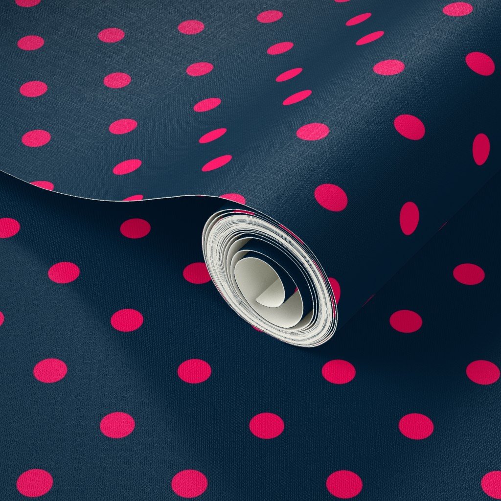 Mini Hot Pink Polkadots on Navy Blue Decor Collection Decor Collection navy pink mini spots wallpaper