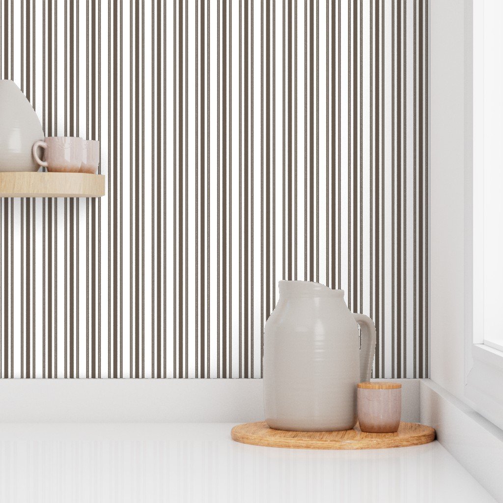 Trendy Large Brown Coco Pastel Brown French Mattress Ticking Double Stripes Home Decor Collection Home Styling Collection coco ticking wallpaper