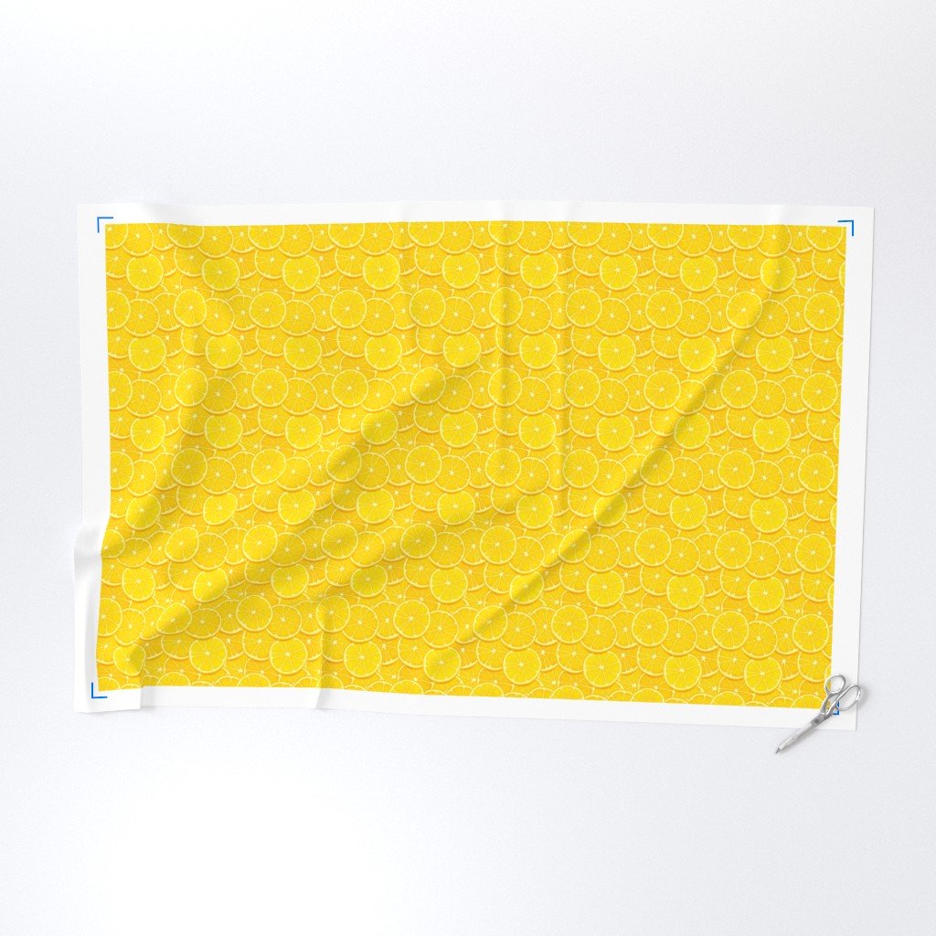Lemon Citrus 3 inch Fruit Slices in a Zesty Repeat Pattern Fabric citrus fruit fabric