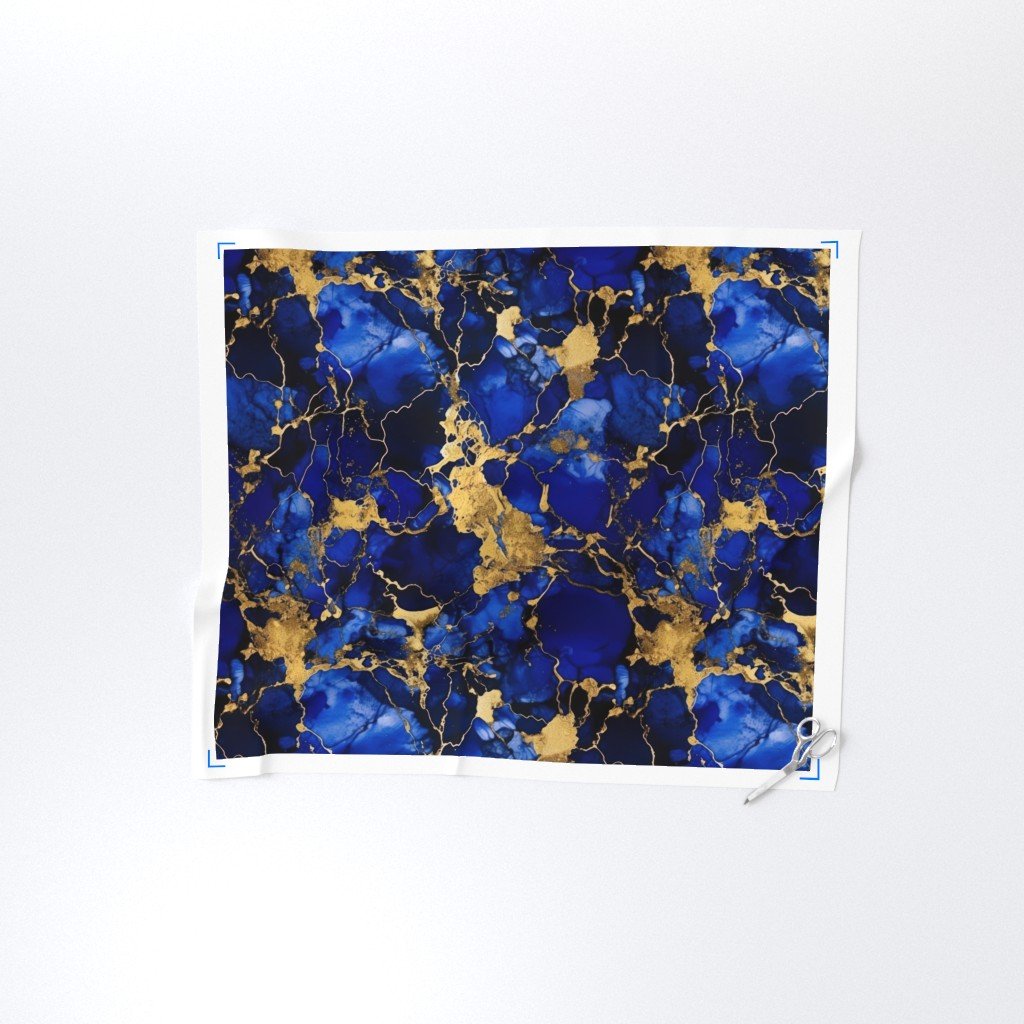 Cobalt Blue and Gold Alcohol Ink 3 Decor Collection Home Decor Collection gold metallic ink fabric