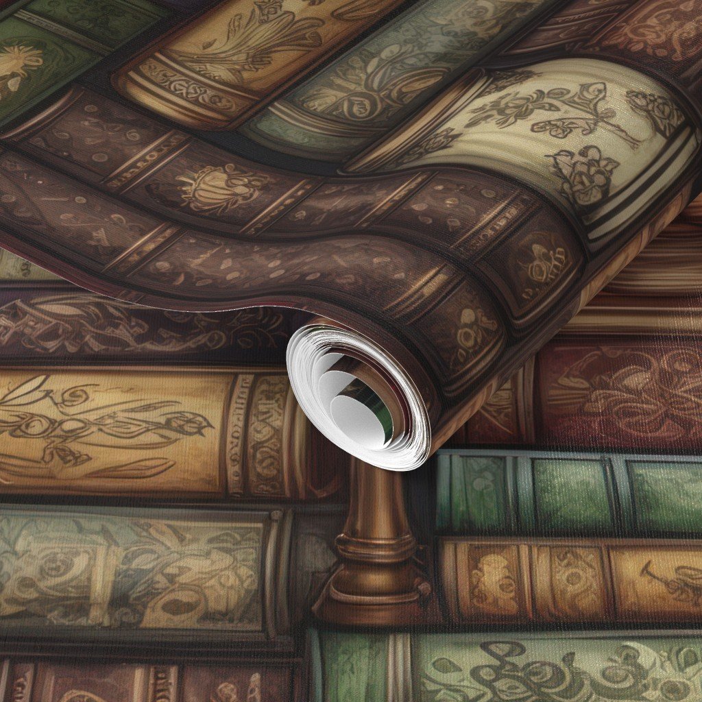 Stacked Bound Vintage Books on Library Book Shelf Wallpaper vintage books wallpaper