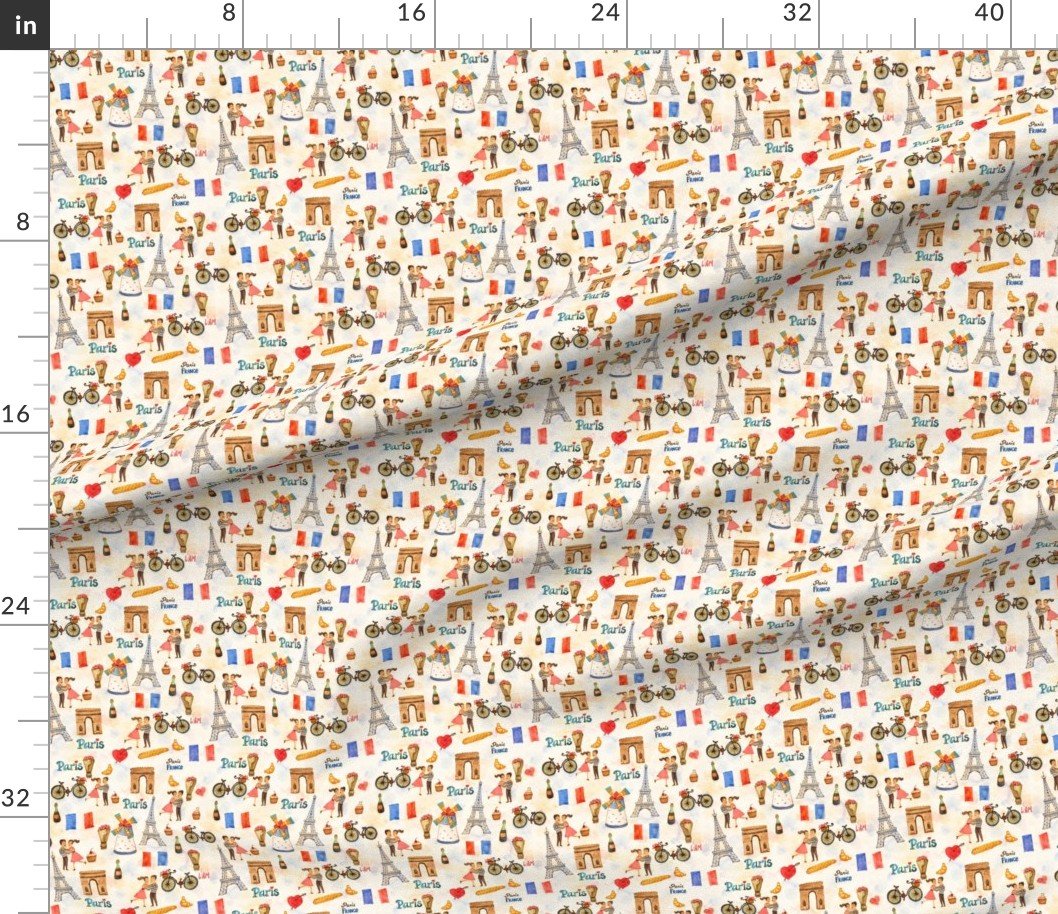 Adorable Whimsical Watercolor Paris Motifs with Eiffel Tower Interior Collection Home Decor Collection eiffel tower fabric