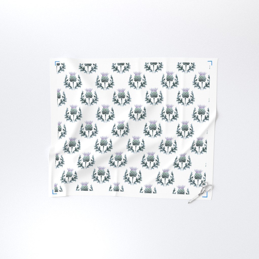 Large Watercolor Scottish Thistle Flower of Scotland Design Collection Decor Collection thistle flower fabric