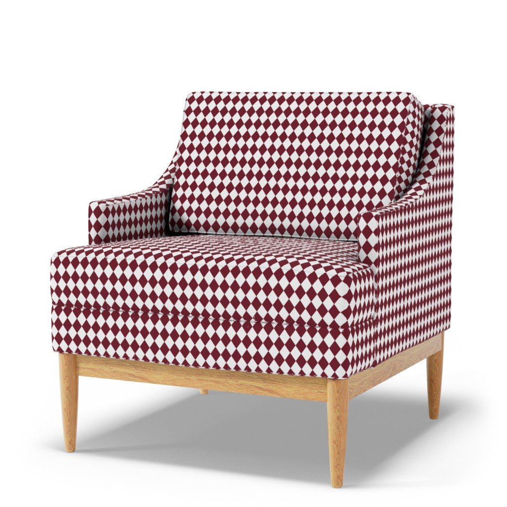 Small Wine and White Diamond Harlequin Check Pattern Fabric diamond wine fabric