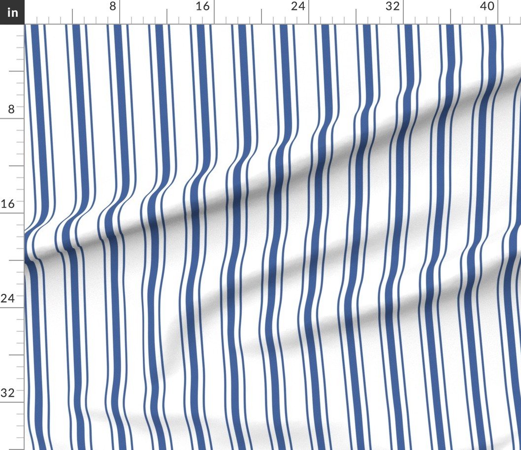 Mattress Ticking Wide Striped Pattern in Dark Blue and White Home Decor Collection Home Decor Collection blue ticking fabric