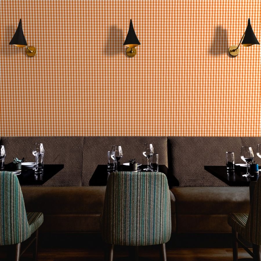 Small Pumpkin Orange and White Gingham Check Pattern Wallpaper orange gingham wallpaper
