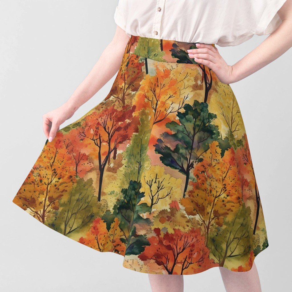 Watercolor of New England Endless Forest Fall Trees Home Styling Collection Interior Collection new england fabric