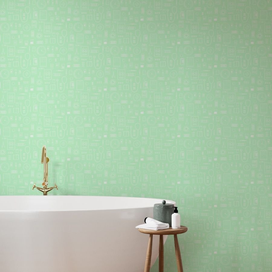 Scrubs Green with White Outlined Drawings of Medical Symbols Wallpaper medical symbols wallpaper