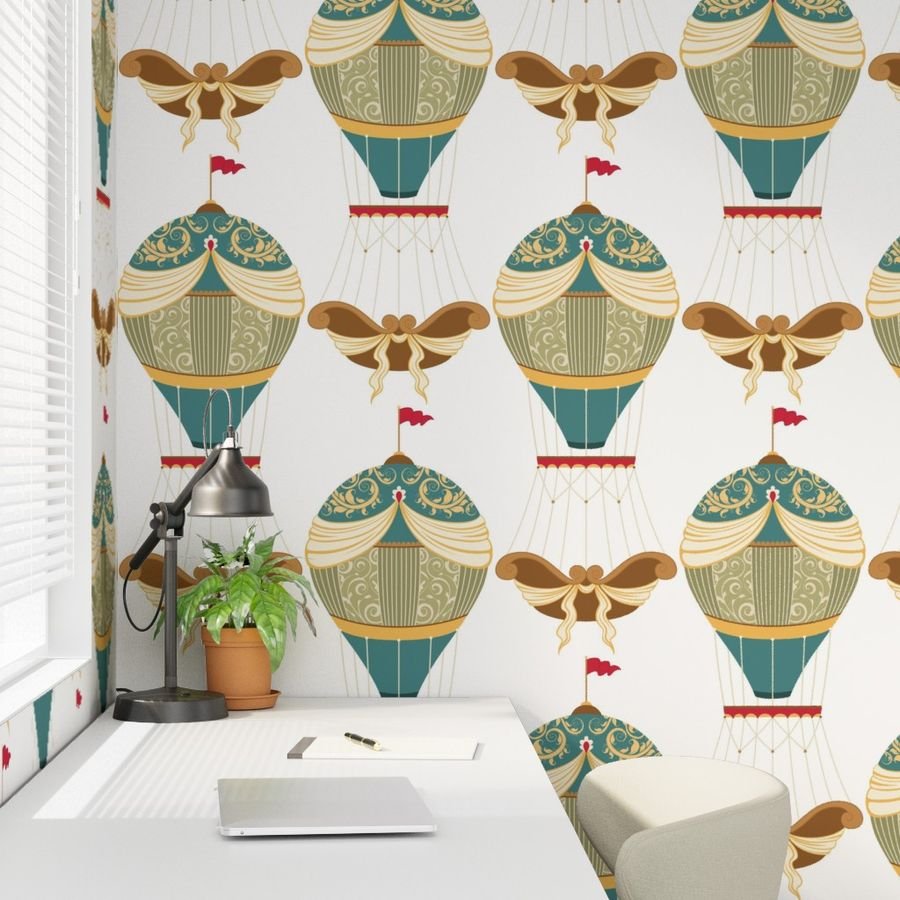 Vintage Ornamental Brocade Hot Air Helium Balloons Wallpaper helium balloons wallpaper