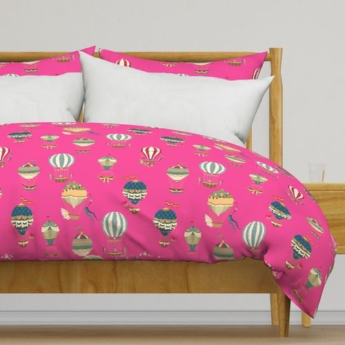 Vintage Hot Air Balloons on Hot Pink Home Styling Collection Design Collection hot air duvet cover design
