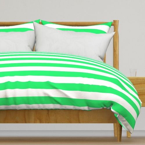 Lime Mojito Green Horizontal Tent Stripes Florida Colors of the Sunshine Decor Collection Decor Collection lime green stripes duvet cover design