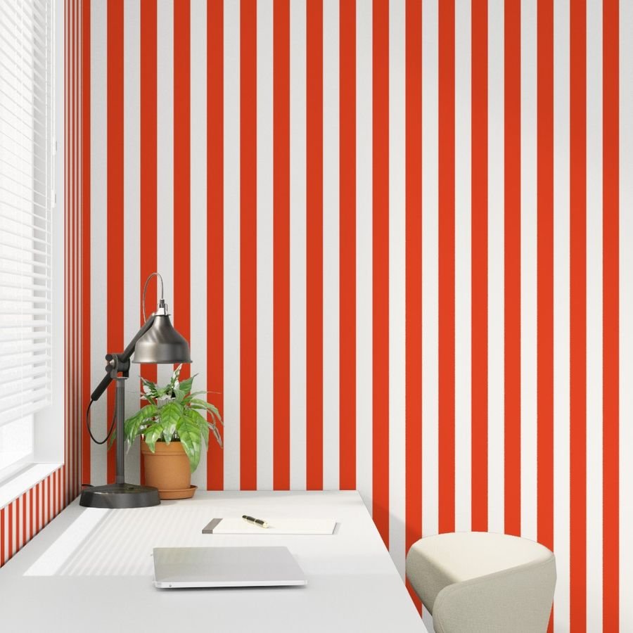 Citrus Orange Vertical Tent Stripes Florida Colors of the Sunshine Wallpaper citrus stripes wallpaper