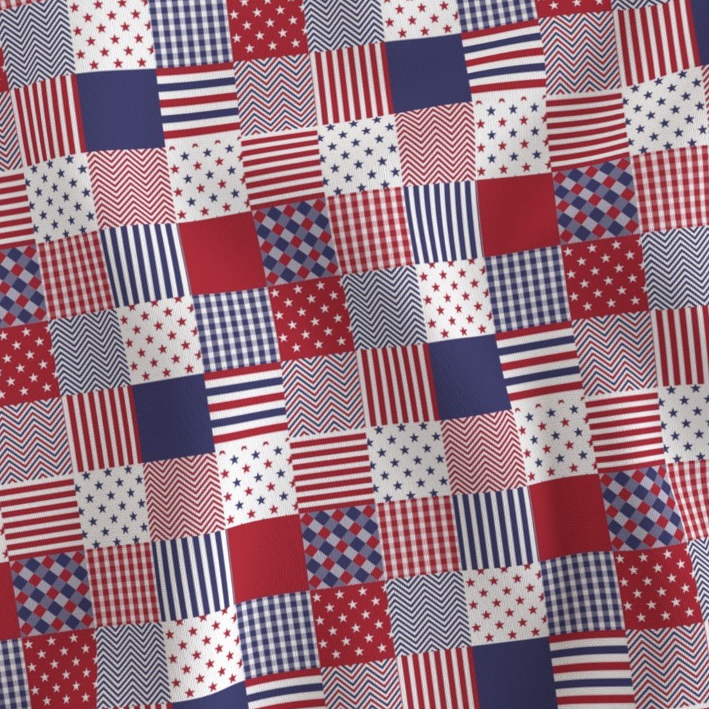 USA Micro Flag Patchwork Quilt Squares Fabric red white blue fabric