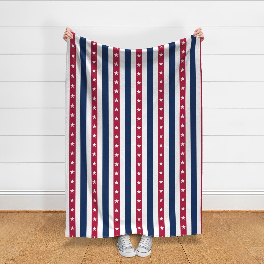USA Flag Colors of Red White and Blue with Stars in Alternating 2 Inch Fabric us flag fabric