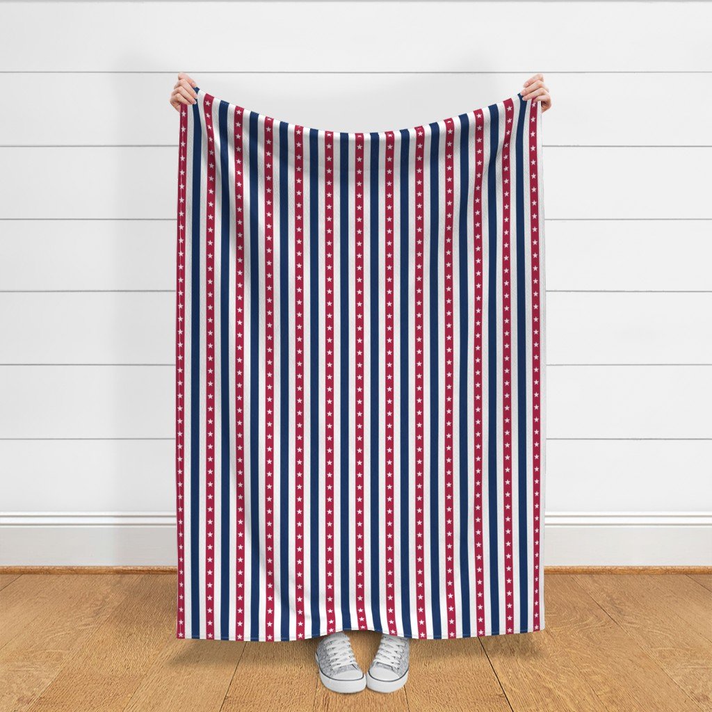USA Flag Colors of Red White and Blue with Stars in Alternating 1 Inch Fabric us flag fabric