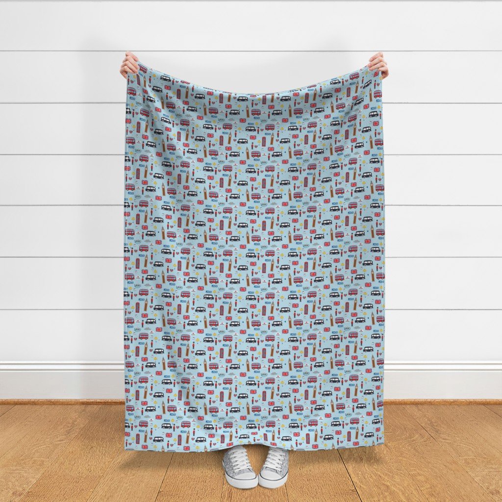London England Handdrawn Motifs Big Ben Union Jack Palace Guard Fabric big smoke fabric