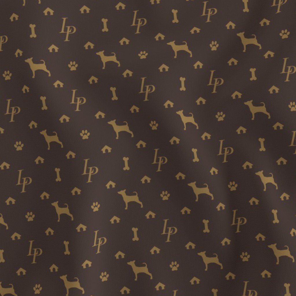 Louis Mini Pinscher Luxury Dog Attire Monogram Pattern Fabric louis brown fabric