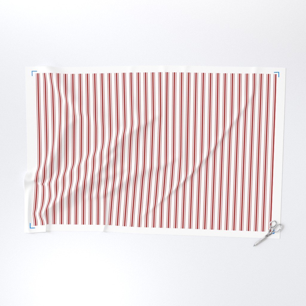 Mattress Ticking Narrow Striped Pattern in Crimson Red Fabric crimson red fabric