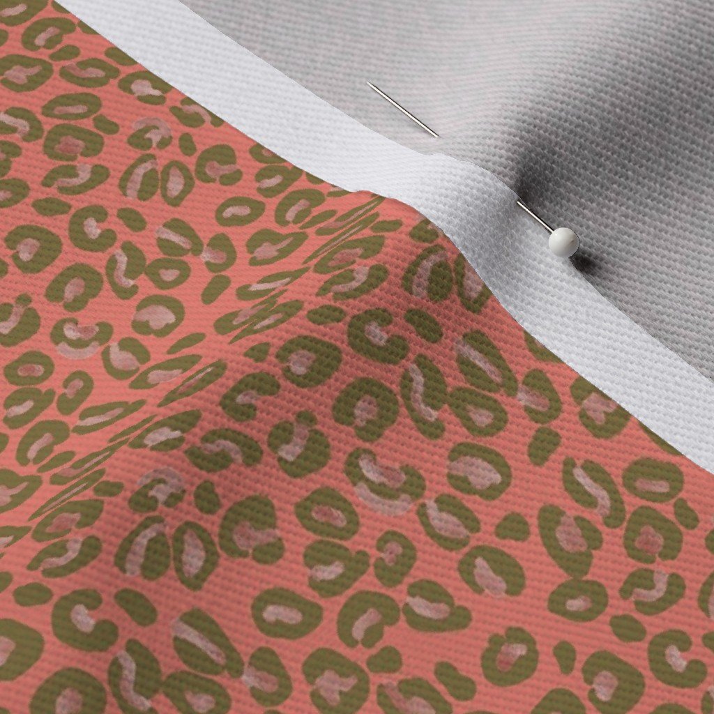 Rose Gold Faux Foil Leopard Spots on Coral Fabric coral leopard spots fabric