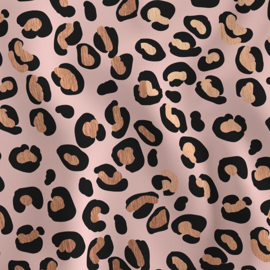 Leopard Rose Gold Shiny Spots on Pink Fabric pink leopard solid fabric