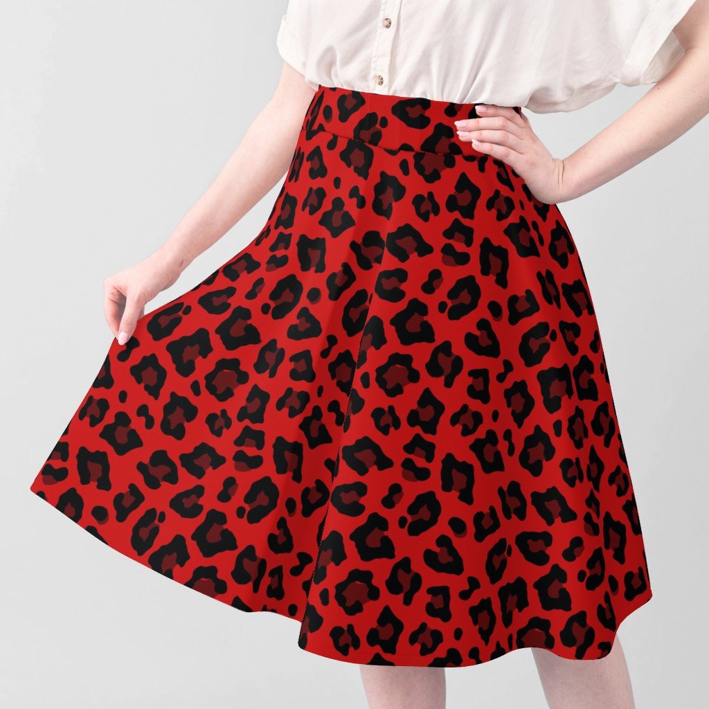 Jumbo Leopard Spots Animal Repeat Pattern Print in Red and Black Fabric animal print fabric
