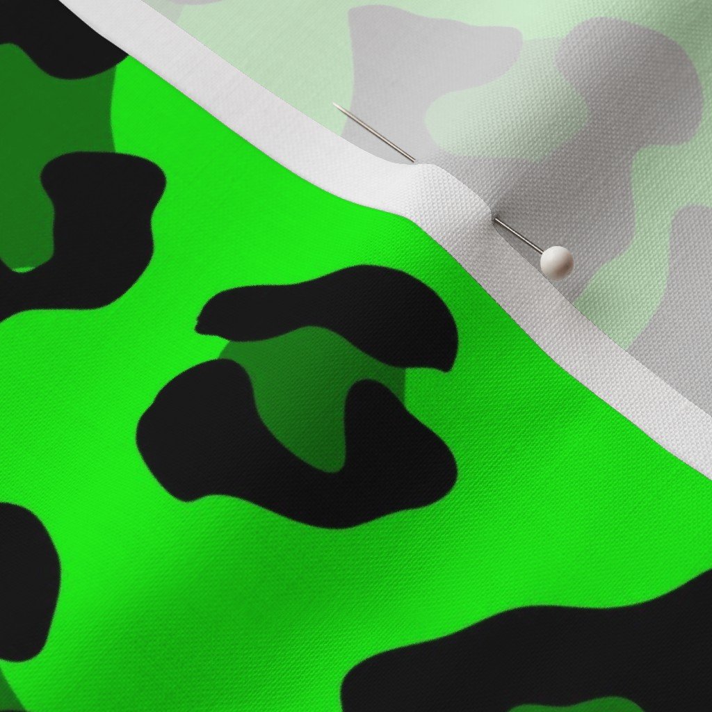 Jumbo Leopard Spots Animal Repeat Pattern Print in Green and Black Fabric animal spots fabric