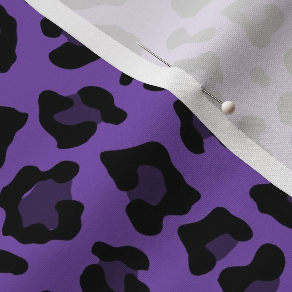 Leopard Spots Animal Repeat Pattern Print in Purple and Black Fabric leopard animal fabric