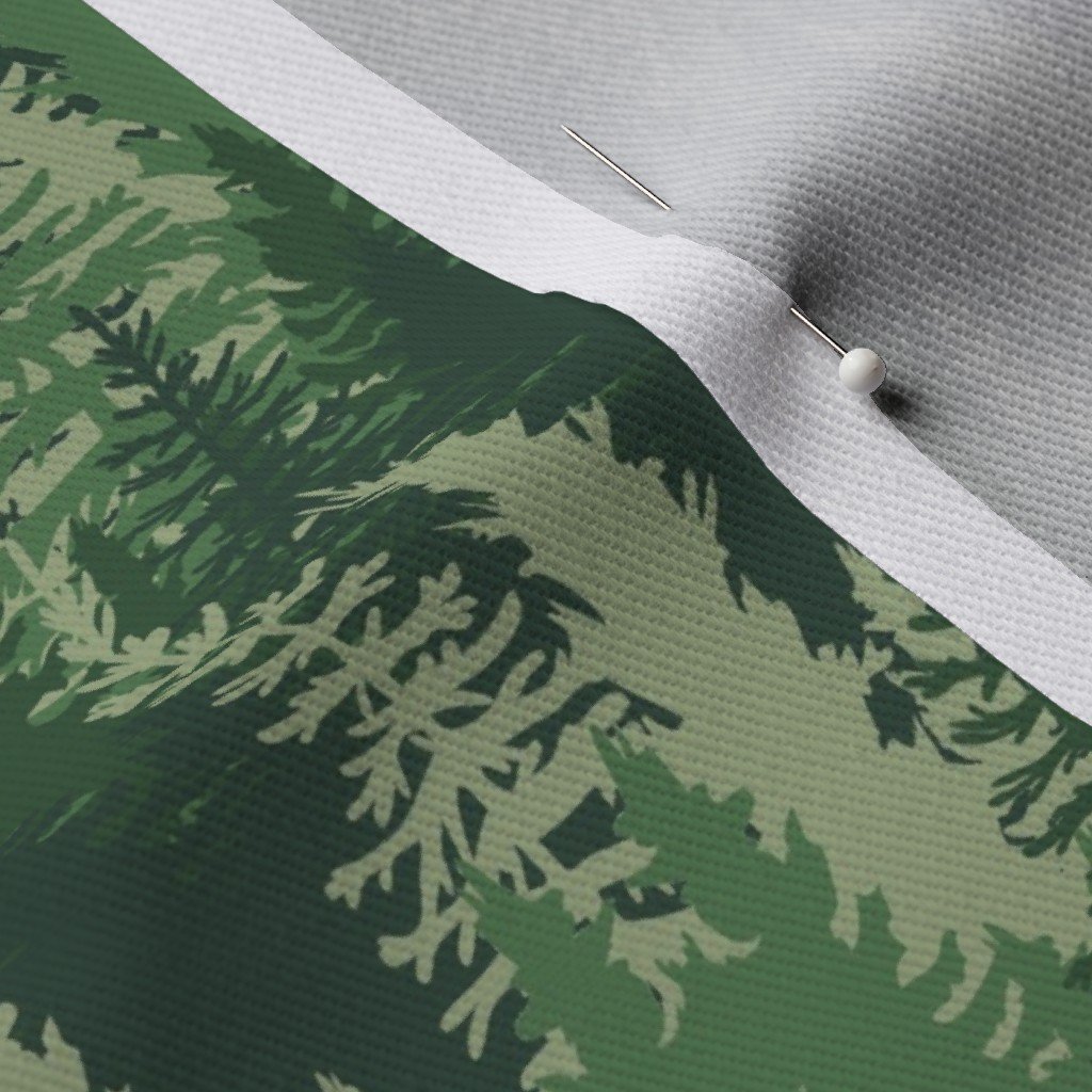 Endless Evergreen Forest with Fir Trees in Shades of Green Fabric fir tree fabric